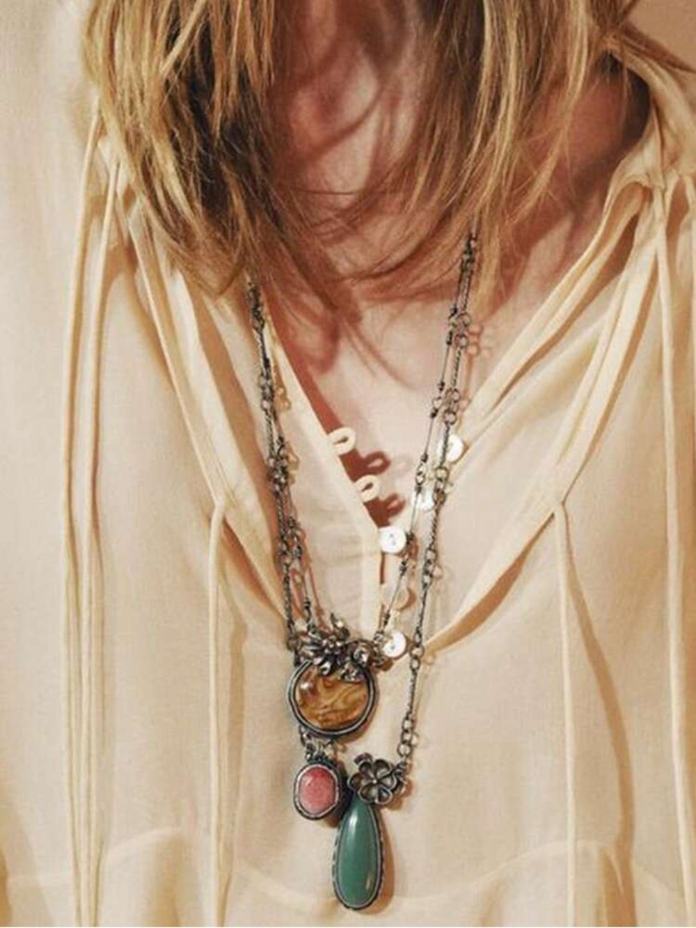 Zara Set of 2 Flower and Stone Necklaces